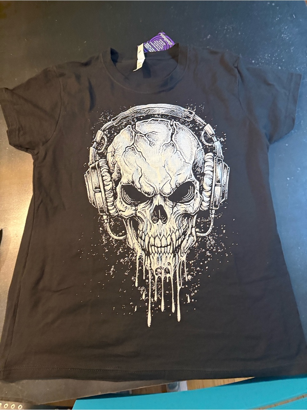 Black Skull Headphones Graphic Tee